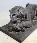 LION SCULPTURE BRONZE BY SCULPTOR ARTEMIO OCAÑA 34 cms. PERU