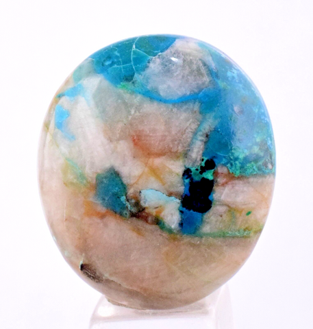 26cts  GEM SILICA CHRYSOCOLLA SCENIC LILY MINE PERU CABOCHON PENDANT BB317