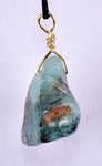 GEM BLUE OPAL SCENIC PERU TUMBLED PENDANT BLACK NECKLACE SEASCAPE JEWELRY JB15
