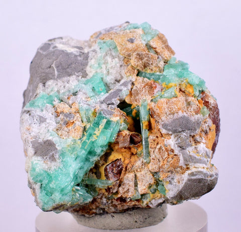 2.8cms GEM EMERALD CRYSTAL PYRITE CALCITE QUARTZ COLOMBIA MINERAL SPECIMEN EB34