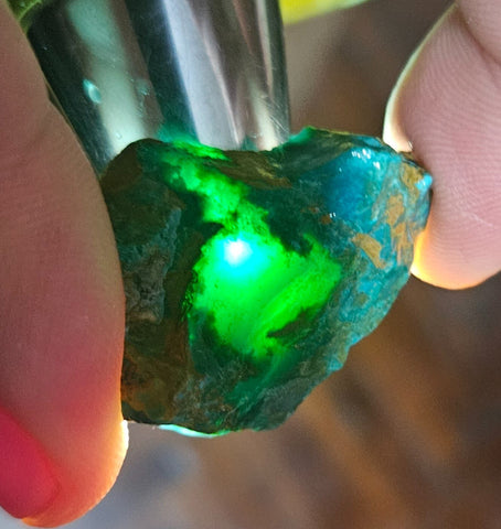 9.7grs GEM SILICA CHRYSOCOLLA LILY MINE PERU CHALCEDONY QUARTZ BLUE ROUGH SB149