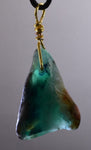 GEM BLUE OPAL SCENIC PERU TUMBLED PENDANT BLACK NECKLACE SEASCAPE JEWELRY JB17