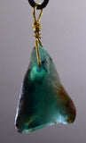 GEM BLUE OPAL SCENIC PERU TUMBLED PENDANT BLACK NECKLACE SEASCAPE JEWELRY JB17
