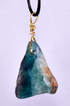 GEM BLUE OPAL SCENIC PERU TUMBLED PENDANT BLACK NECKLACE SEASCAPE JEWELRY JB17