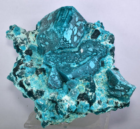 13.5cms GREEN CHALCANTHITE CRYSTAL LAB GROW MINERAL SPECIMEN PERU FB63