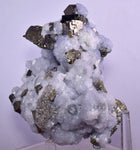 10cm  BLUE DOLOMITE SELLAITE CRYSTALS CHALCOPYRITE QUARTZ CALCITE PERU GB31