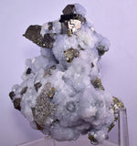 10cm  BLUE DOLOMITE SELLAITE CRYSTALS CHALCOPYRITE QUARTZ CALCITE PERU GB31