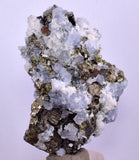 6.1cm  BLUE DOLOMITE SELLAITE CRYSTALS CHALCOPYRITE QUARTZ CALCITE PERU GB30