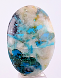 36.5cts  GEM SILICA CHRYSOCOLLA SCENIC LILY MINE PERU CABOCHON PENDANT BB318