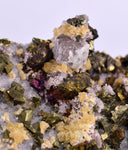 7cms APATITE SIDERITE QUARTZ CRYSTALS CHALCOPYRITE BORNITE PYRITE PERU AB189