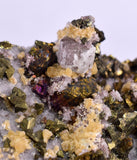 7cms APATITE SIDERITE QUARTZ CRYSTALS CHALCOPYRITE BORNITE PYRITE PERU AB189