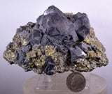 9.8cms GALENA QUARTZ PYRITE CRYSTAL CUBIC PERU MINERAL SPECIMEN  GB18