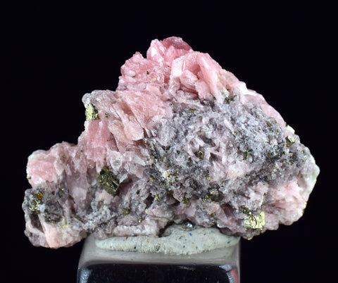 2.2cms RHODOCHROSITE PYRITE CHINA CRYSTAL RHOMBOHEDRAL MINIATURE RB645