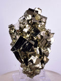 7.6cms PYRITE CUBICL PERU SHINY CRYSTALS QUARTZ MINERAL SPECIMEN COLLECTOR MB71