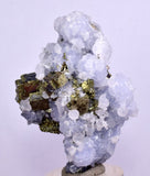 4.9cm  BLUE DOLOMITE SELLAITE CRYSTALS CHALCOPYRITE QUARTZ CALCITE PERU GB33