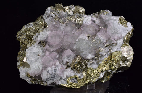 10.9cms PYRITE CUBIC FLUORITE QUARTZ PERU SHINY CRYSTALS MINERAL COLLECTOR MB134