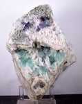15ms  GREEN PURPLE FLUORITE PYRITE CRYSTAL PERU HUANZALA MINE SHINY KB17
