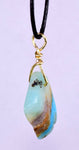 GEM BLUE OPAL SCENIC PERU TUMBLED PENDANT BLACK NECKLACE SEASCAPE JEWELRY JB12