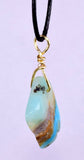 GEM BLUE OPAL SCENIC PERU TUMBLED PENDANT BLACK NECKLACE SEASCAPE JEWELRY JB12