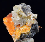 2cms CERUSSITE BARITE GALENA CRYSTALS MOROCCO MINERAL SPECIMEN KB55