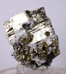 4.7cms PYRITE CUBIC QUARTZ CALCITE PERU SHINY CRYSTALS MINERAL COLLECTOR MB11