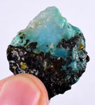9.3grs GEM SILICA CHRYSOCOLLA  PERU CHALCEDONY QUARTZ BLUE ROUGH FACET SB64