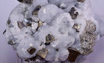 10cm  BLUE DOLOMITE SELLAITE CRYSTALS CHALCOPYRITE QUARTZ CALCITE PERU GB31
