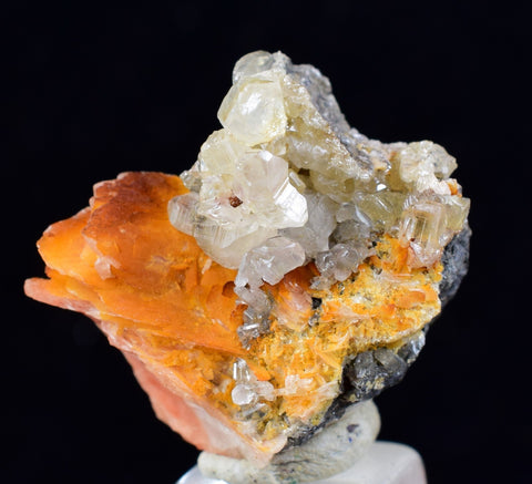 2cms CERUSSITE BARITE GALENA CRYSTALS MOROCCO MINERAL SPECIMEN KB55