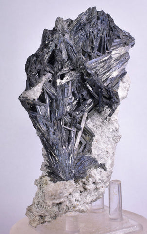 12cms STIBNITE QUARTZ CRYSTAL PERU MINERAL SPECIMEN COLLECTOR MB117