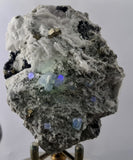 8.8ms  GREEN BLUE FLUORITE PYRITE CRYSTAL PERU HUANZALA MINE SHINY KB18
