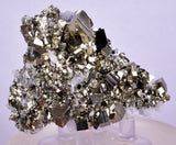 7.1cms PYRITE CUBIC QUARTZ CALCITE PERU SHINY CRYSTALS MINERAL COLLECTOR MB124