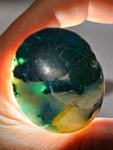 165carats  BLUE CHRYSOCOLLA QUARTZ MALACHITE PERU SCENIC CABOCHON PENDANT BB302