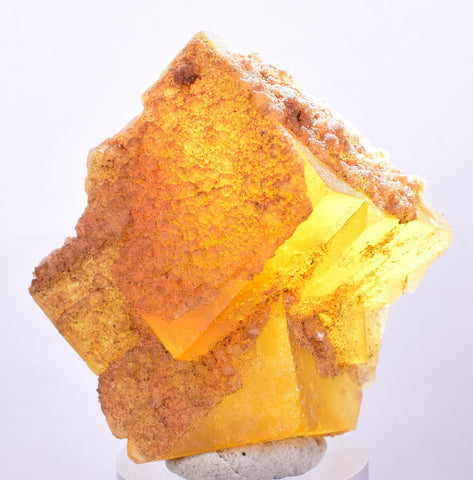 4.3cms GEM YELLOW FLUORITE SHINY CRYSTAL AHOULI MOROCCO MINERAL SPECIMEN KB46