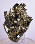 7.6cms PYRITE CUBICL PERU SHINY CRYSTALS QUARTZ MINERAL SPECIMEN COLLECTOR MB71