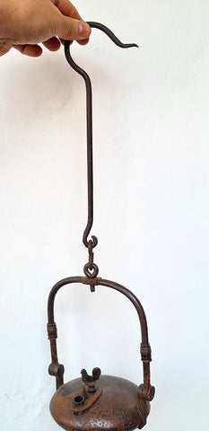 46cm  LENTICULAR MINERS LAMP FRANCE CLOZET TUNNEL RARE LANTERN IRON CAST NB05