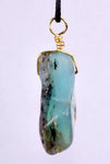 GEM BLUE OPAL SCENIC PERU TUMBLED PENDANT BLACK NECKLACE SEASCAPE JEWELRY JB11