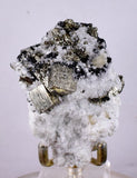 7.2cms PYRITE CUBIC QUARTZ CALCITE PERU SHINY CRYSTALS MINERAL COLLECTOR MB23
