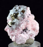 3.9cms RHODOCHROSITE ROSETTE PYRITE QUARTZ PERU PINK CRYSTALS MINERAL RB403