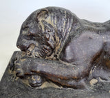 LION SCULPTURE BRONZE BY SCULPTOR ARTEMIO OCAÑA 34 cms. PERU