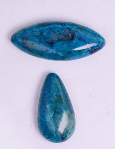 2  BLUE CHRYSOCOLLA QUARTZ MALACHITE PERU SCENIC CABOCHON PENDANT BB90