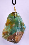 GEM BLUE OPAL SCENIC PERU TUMBLED PENDANT BLACK NECKLACE SEASCAPE JEWELRY JB18