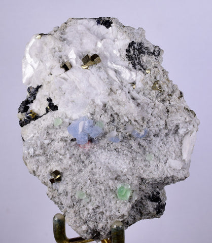 8.8ms  GREEN BLUE FLUORITE PYRITE CRYSTAL PERU HUANZALA MINE SHINY KB18