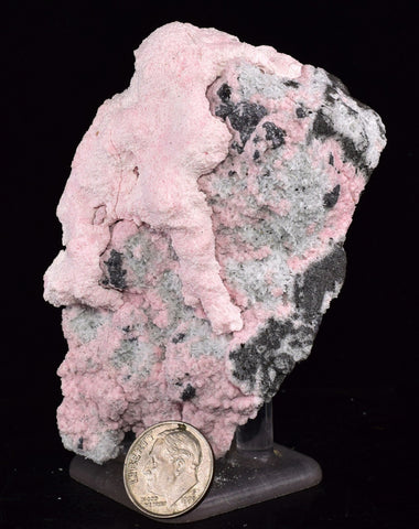 8.8cms RHODOCHROSITE QUARTZ CRYSTALS JORDANITE (?) GALENA PERU RB515