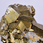 5.1cms PYRITE CHALCOPYRITE CUBIC QUARTZ  PERU SHINY CRYSTALS MINERAL MB109