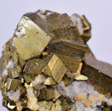 5.1cms PYRITE CHALCOPYRITE CUBIC QUARTZ  PERU SHINY CRYSTALS MINERAL MB109