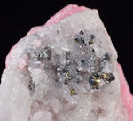 4.1cms RHODOCHROSITE ROSETTE PYRITE QUARTZ PERU PINK CRYSTALS MINERAL RB482
