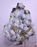 10cm  BLUE DOLOMITE SELLAITE CRYSTALS CHALCOPYRITE QUARTZ CALCITE PERU GB31