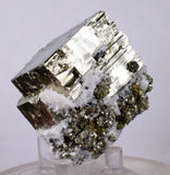 4.7cms PYRITE CUBIC QUARTZ CALCITE PERU SHINY CRYSTALS MINERAL COLLECTOR MB11