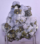 10cm  BLUE DOLOMITE SELLAITE CRYSTALS CHALCOPYRITE QUARTZ CALCITE PERU GB31