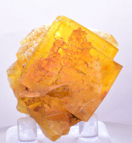 4.5cms GEM YELLOW FLUORITE SHINY CRYSTAL AHOULI MOROCCO MINERAL SPECIMEN KB45